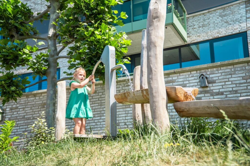 Water pumps at the petting zoo
